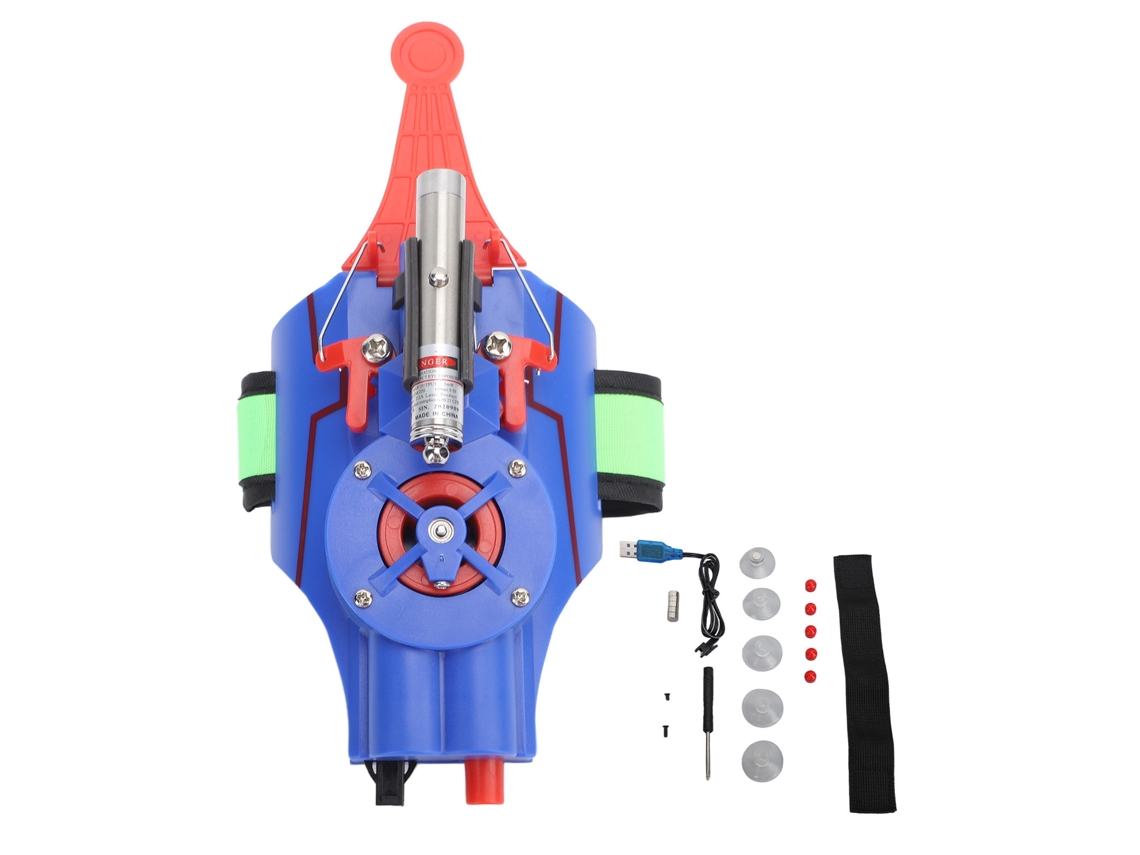 -juguete Lanzador De Cuerda Para Niños Con 5 Ventosas Y 5 Imanes, Juego Adhesivo De Pared Con Lápiz Láser Azul