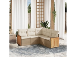 Conjunto de 5 sofás de jardín con cojines de mimbre beige Dkd Home Decor