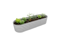 Relaxdays Huerto Elevado, Metal Galvanizado, Flores, Plantas Y Verduras, 45 X 240 X 60 Cm, Ovalado, Gris Claro