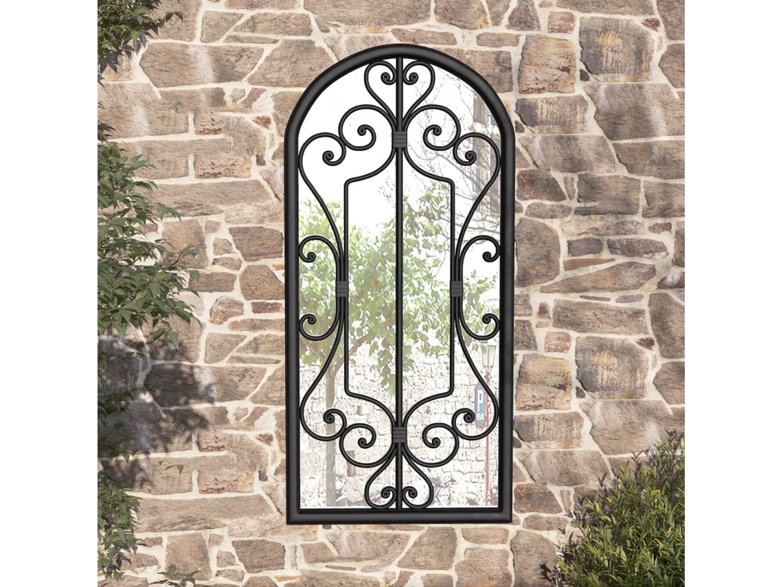 Espejo de jardín para exterior, hierro, 100 x 45 cm, color negro, Lovely Home