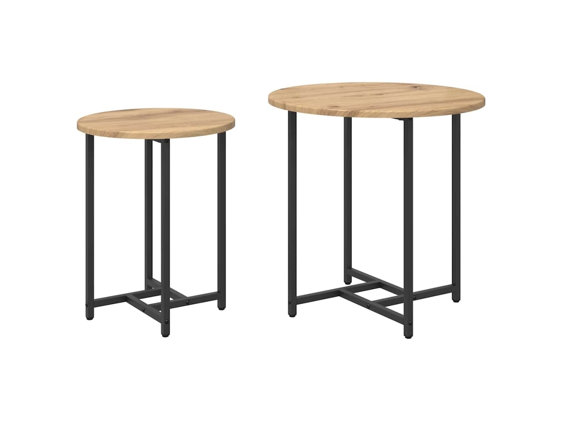 Maison Exclusive - Conjunto De Mesas Auxiliares 2 Pcs Roble Artisan Y Negro