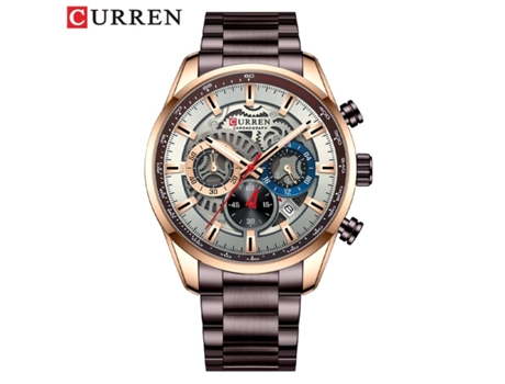 Relojes para Hombres Reloj de Pulsera de Acero Inoxidable para Hombres Relojes de Pulsera Impermeables Shell Rosa Gris VEANXIN