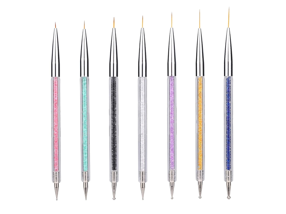 Pinceles para decoración de uñas (7 piezas), pincel de doble punta para rayas y dibujos, juego de herramientas para pintar y puntear, incluye pinceles para uñas.