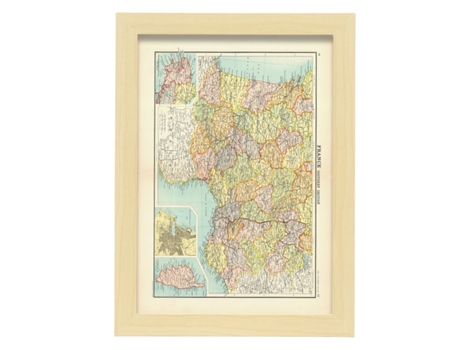 NACNIC Pósters Geográficos En Estilo Vintage Mapa Del Sur De Francia Ilustraciones De Antiguos Mapamundis En Tonos Sepia Tamaño A3, Con Marco Negro