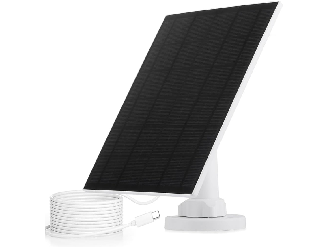 Panel Solar Usb-c De 5 W - Resistente Al Agua Ip66 De 2 M Para Cámaras De Seguridad Y Luces Solares