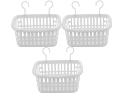 Juego de 3 cestas de plástico grises y blancas para baño y cocina CHABERLU
