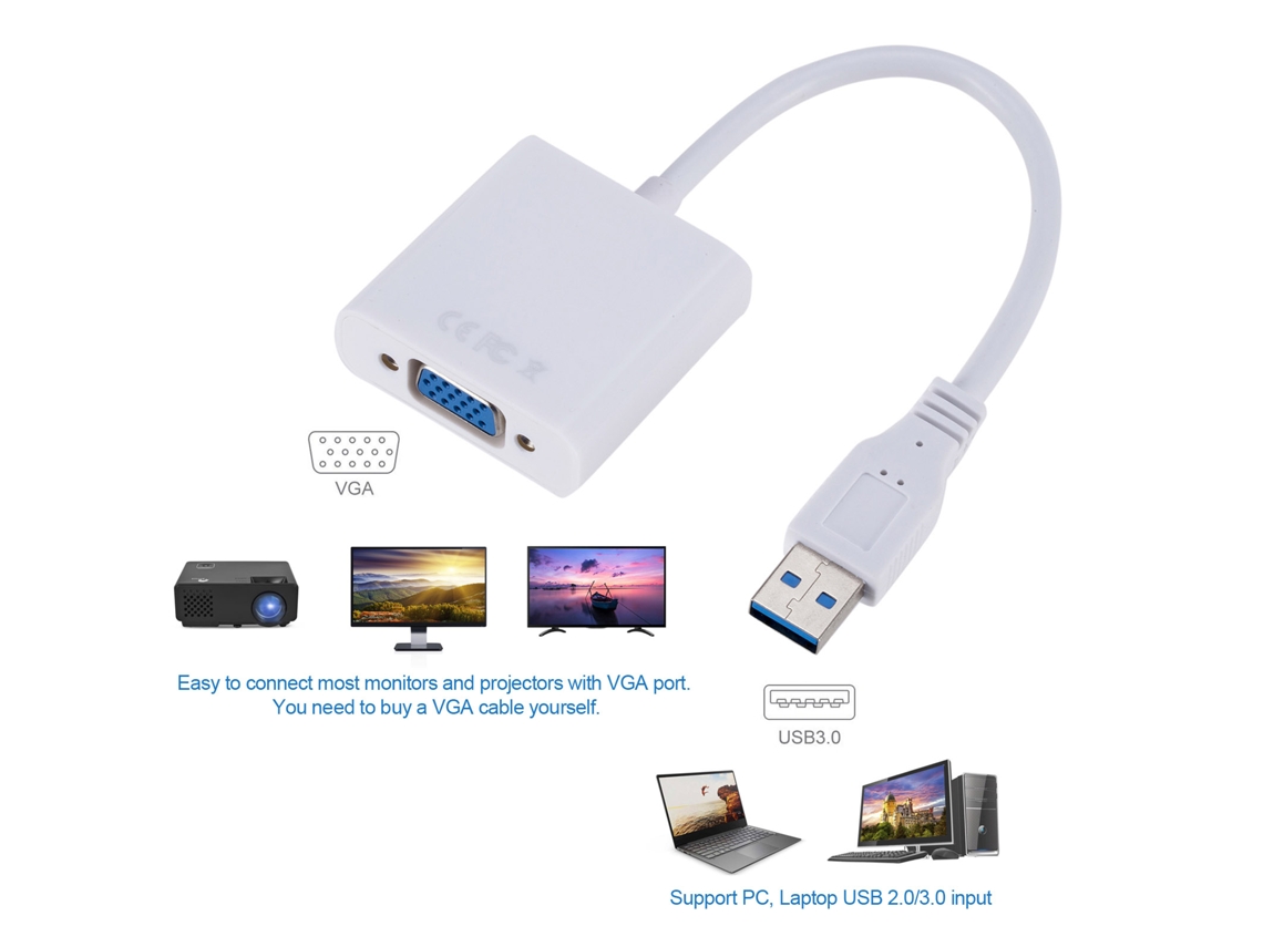 Conversor Usb3.0 Para Vga Adaptador De Vídeo Externo Para Desktop Notebook Pc Para Monitor Projetor