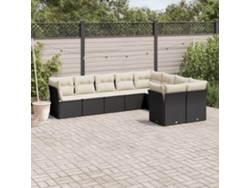 Conjunto de sofás de jardín de 9 piezas DKD Home Decor con cojines de mimbre negros