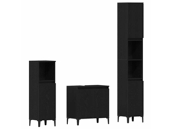 Conjunto de muebles de baño con puerta, 3 piezas, roble negro, MAISON EXCLUSIVE