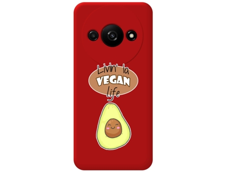 Funda Roja Diseño Vegan para Xiaomi Redmi A3 TUMUNDOSMARTPHONE Silicona Líquida Rojo
