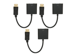 Juego De 3 Adaptadores Dp A Vga, 1920x1080 Fhd 60hz, Chapados En Oro, Diseño Compacto Para Portátiles/ordenadores De Sobremesa.