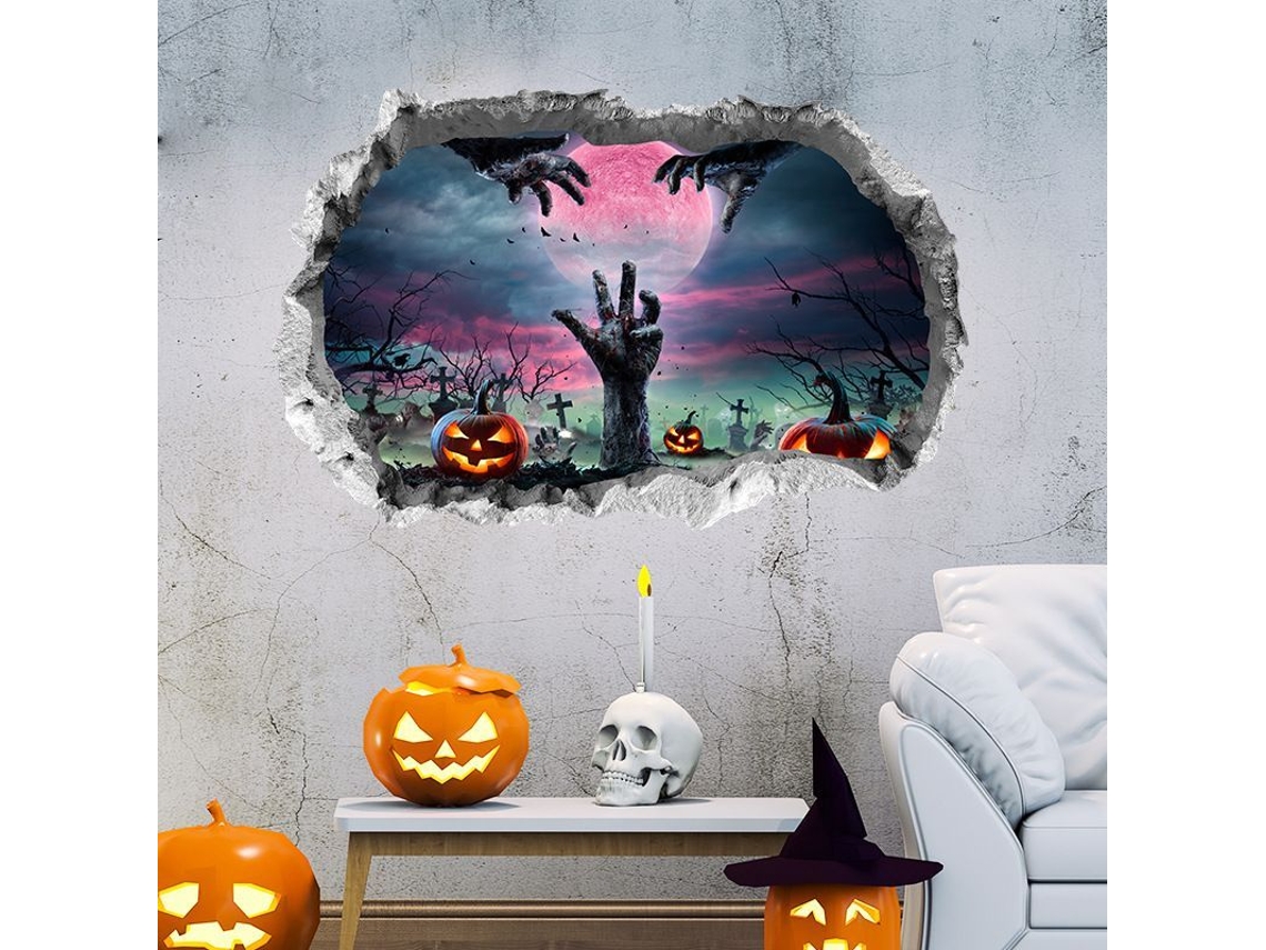 2026-adhesivos De Pared Halloween 3d, Manos Fantasma Cementerio Calabazas Murciélagos Decoración Espeluznante