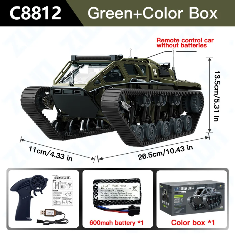 Tanque De Orugas Teledirigido (verde), Modelo De Simulación, Juguete Para Niños