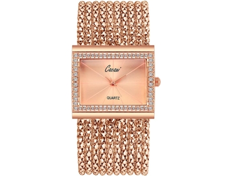 VEANXIN Elegante pulsera cuadrada para mujer Relojes dorados con diamantes para mujer-Plata