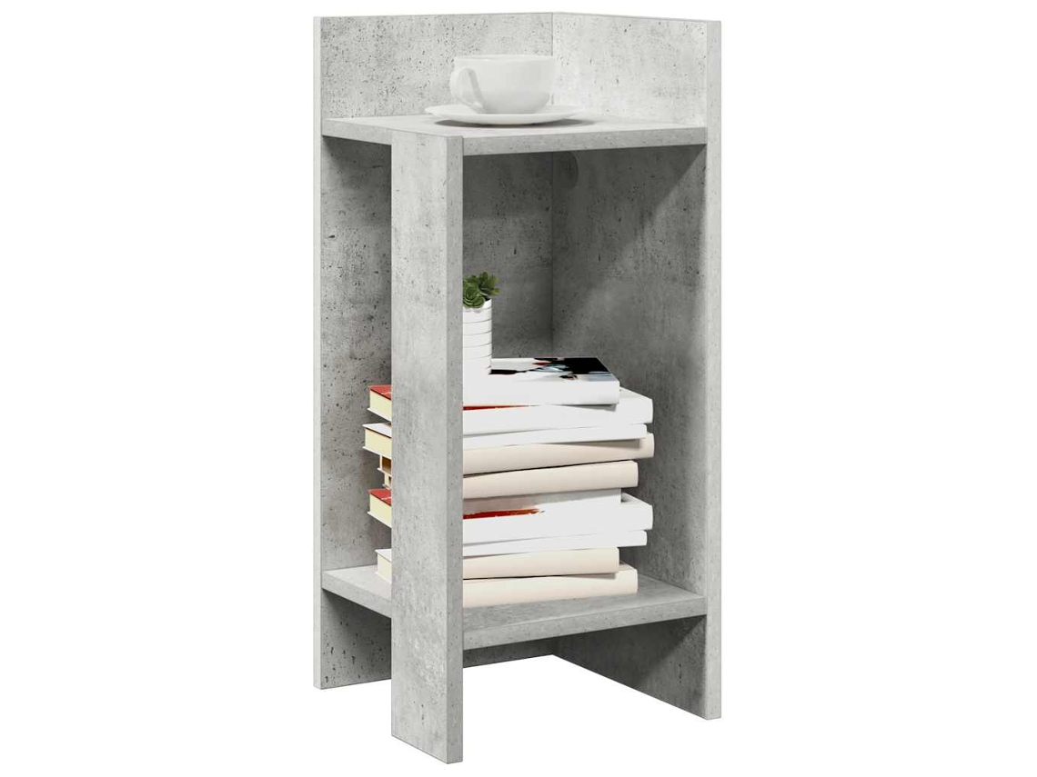Mesa Auxiliar | Mesa Lateral Con Estante Gris Hormigón 25,5x27x60 Cm