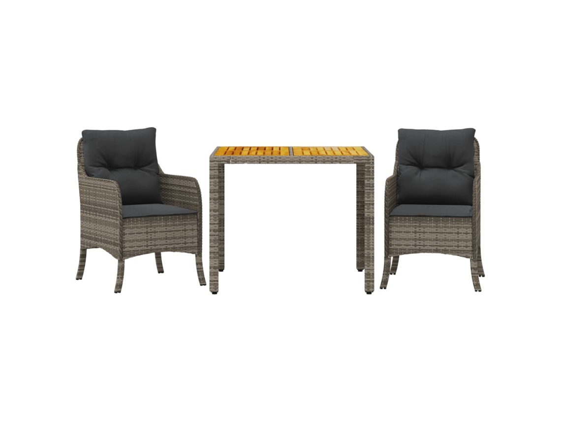 Maison Exclusive - Set Comedor De Jardín 3 Piezas Con Cojines Ratán Sintético Gris