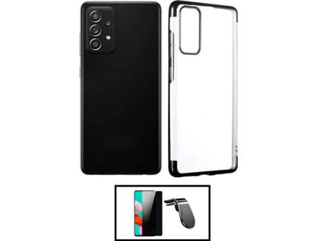 Kit Carcasa Super Slim + Protector de Pantalla Privacidad + Soporte Samsung Galaxy A52 G4M Negro