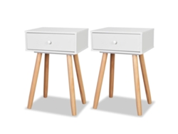Maison Exclusive - Mesitas De Noche 2 Uds Madera Maciza De Pino Blanco 40x30x61 Cm