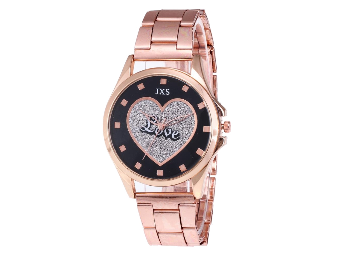 Reloj De Cuarzo Redondo Para Mujer, Color Oro Rosa, Con Brazalete De Acero Y Piedras Preciosas J45
