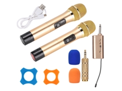Microfone Sem Fio Uhf Portátil De Mão Com Receptor Mini Bluetooth Gold 1-para-2 Hd