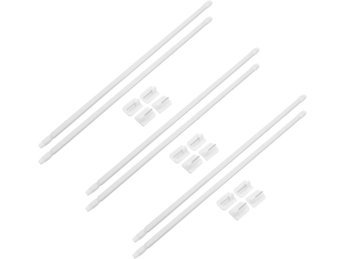 Barras de cortina extensibles, diseño contemporáneo, juego de 6, no requieren perforación, duraderas