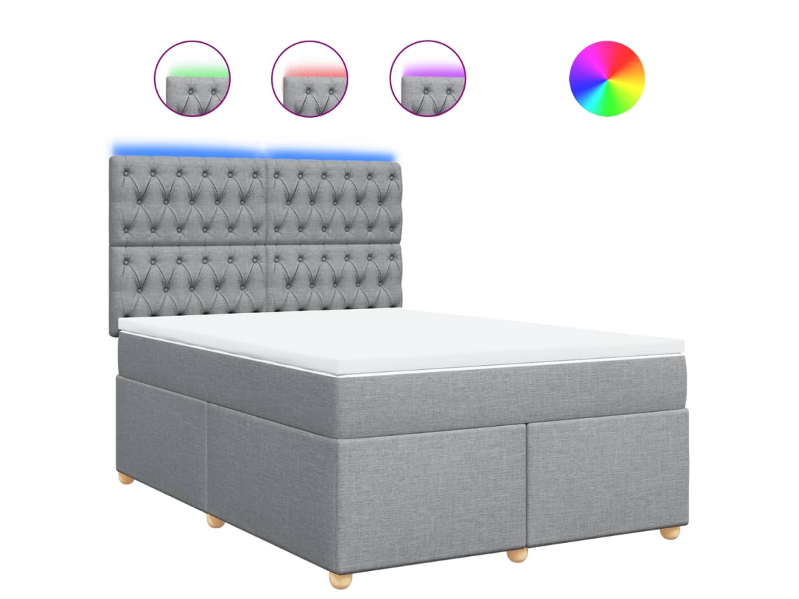 Maison Exclusive - Cama Box Spring Con Colchón Tela Gris Claro 160x200 Cm