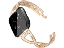 Correa metálica brillante para Fitbit Versa (rosa plateado)