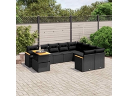 Conjunto de sofás de jardín de 10 piezas DKD Home Decor con cojines de mimbre negros