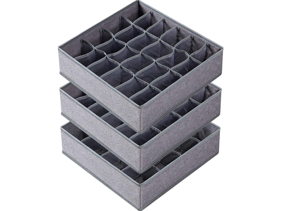EIOORORRIY Organizador De Meias/roupa Interior (pack De 3, Cinza)