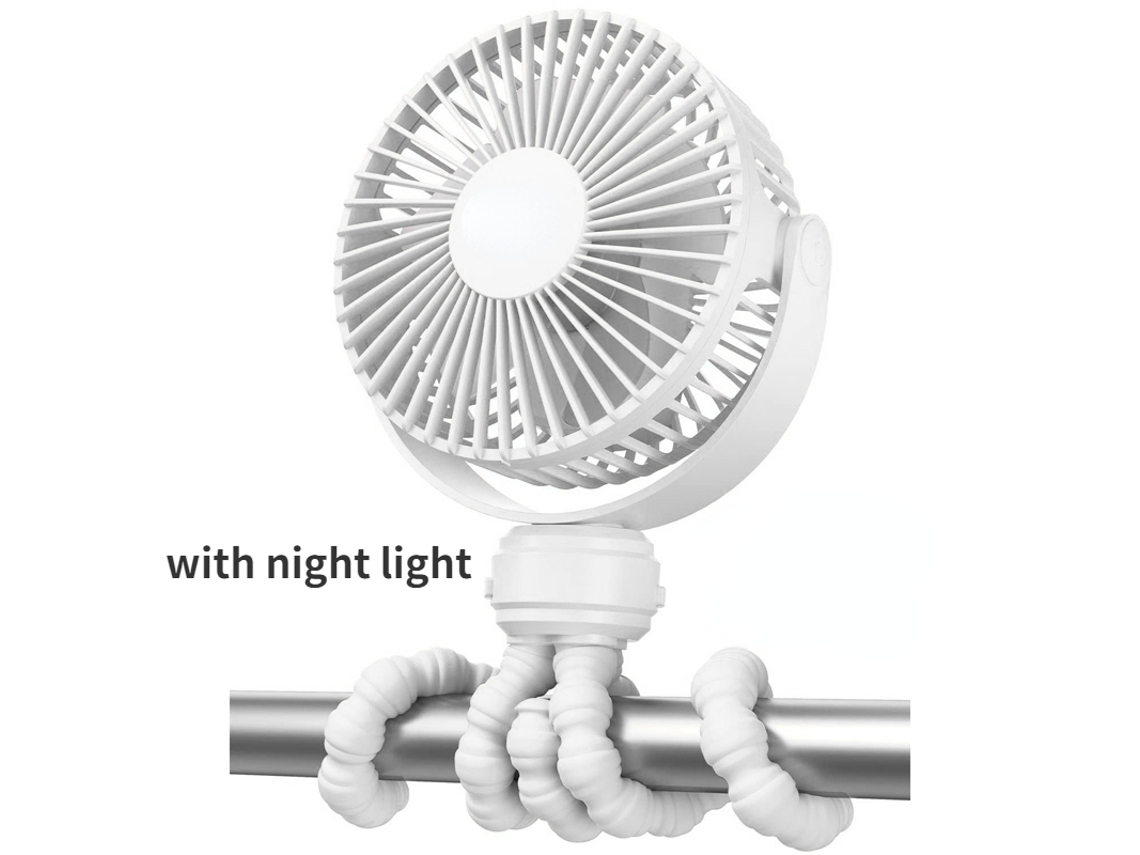 Ventilador RAMPOW de pulpo para cochecito de 6 pulgadas con luz nocturna