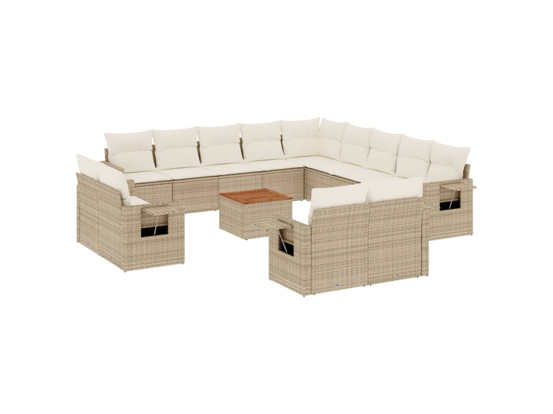 Maison Exclusive - Set Sofás De Jardín 14 Pzas Con Cojines Ratán Sintético Beige