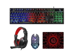 Ld-126 4 En 1 Teclado Luminoso Ratón Auriculares Juego De Alfombrillas De Ratón