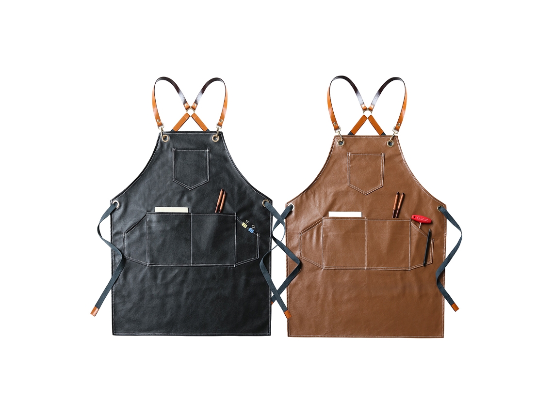 Aventales De Cocina En Cuero Sintético Resistente Con Bolsillos, Correa Cruzada, Para Hombres Y Mujeres, Para Barbacoa Y Cocina, 2 Unidades