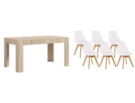 Pack Mesa Extensible de Comedor o Cocina Cambria 6 Sillas Nordic Blanco SALDOSYSTOCKS