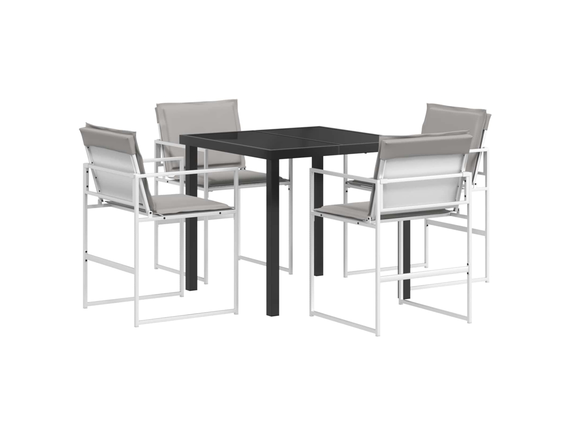Maison Exclusive - Conjunto De Comedor De Jardín 5 Pcs Blanco Y Gris Claro
