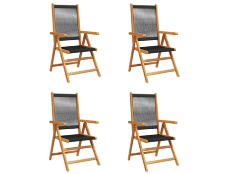 Conjunto 4 Silla De Jardín VIDAXL Negro Madera