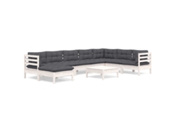 Maison Exclusive - Muebles De Jardín 9 Pzas Y Cojines Blanco Madera Maciza De Pino