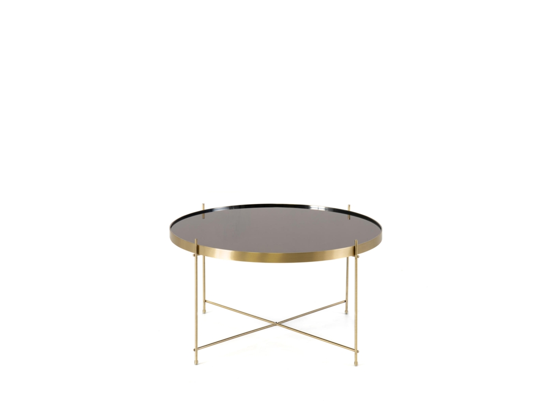 Mesa de Centro 70 X 70 X 40H en Vidrio Templado Latón STONES Marissa