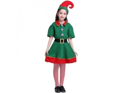 Traje De Elfo Navideño Para Familia Adultos Niños Disfraz Cosplay Outfit Xmas Ehl 4-5 Años Chicas