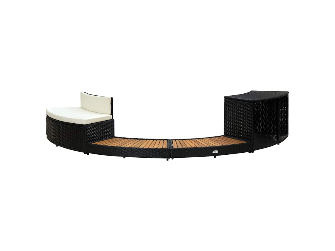Maison Exclusive - Borde De Bañera De Hidromasaje Ratán Pe Madera De Acacia Negro