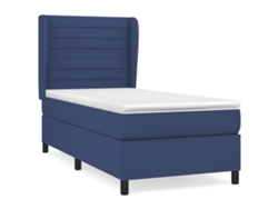 Maison Exclusive - Cama Box Spring Con Colchón Tela Azul 90x200 Cm