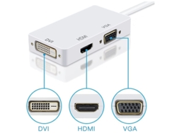 Cable Adaptador Mini Displayport 3 en 1 y Thunderbolt a Hdmi Dvi Vga YIZHOOD Inf085 Blanco