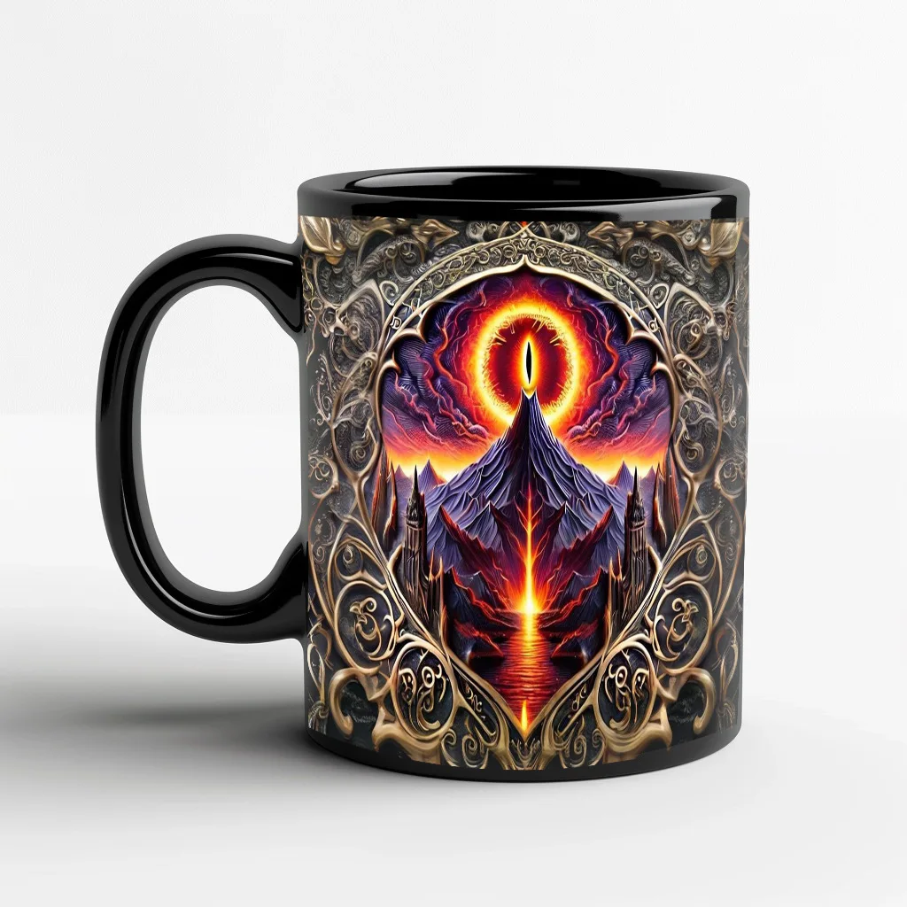 Taza de cerámica negra, 330 ml, para café/té con leche, ideal para cinéfilos. MDUG