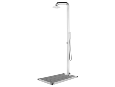 vidaXL Ducha de jardín con base gris 230 cm acero inoxidable