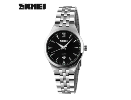 Relojes de Pareja Relojes de Acero Inoxidable de Moda Relojes de Pulsera de Cuarzo para Hombres y Mujeres-Tira de Acero para Mujer Negro LUUCOZK