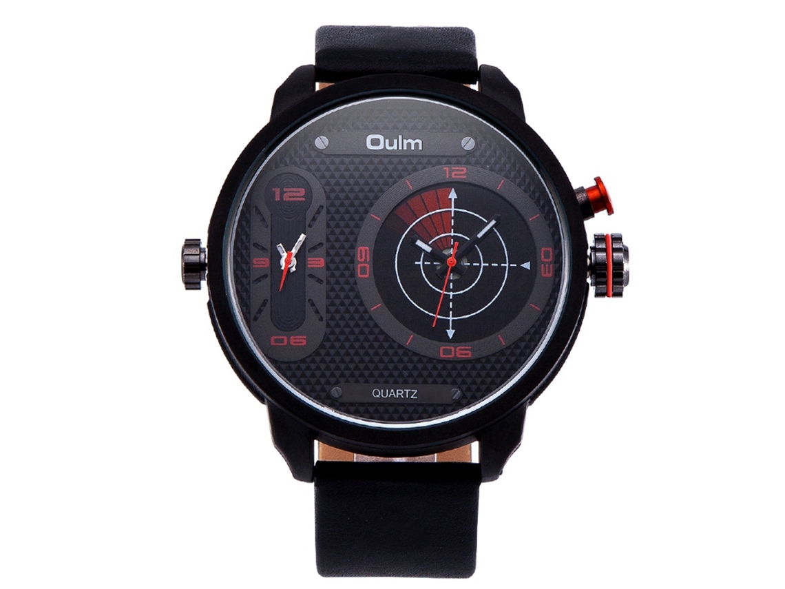 Reloj De Pulsera Oulm Sport Para Hombre Con Movimiento De Cuarzo, Resistente Al Agua Hasta 30 M, Rojo.