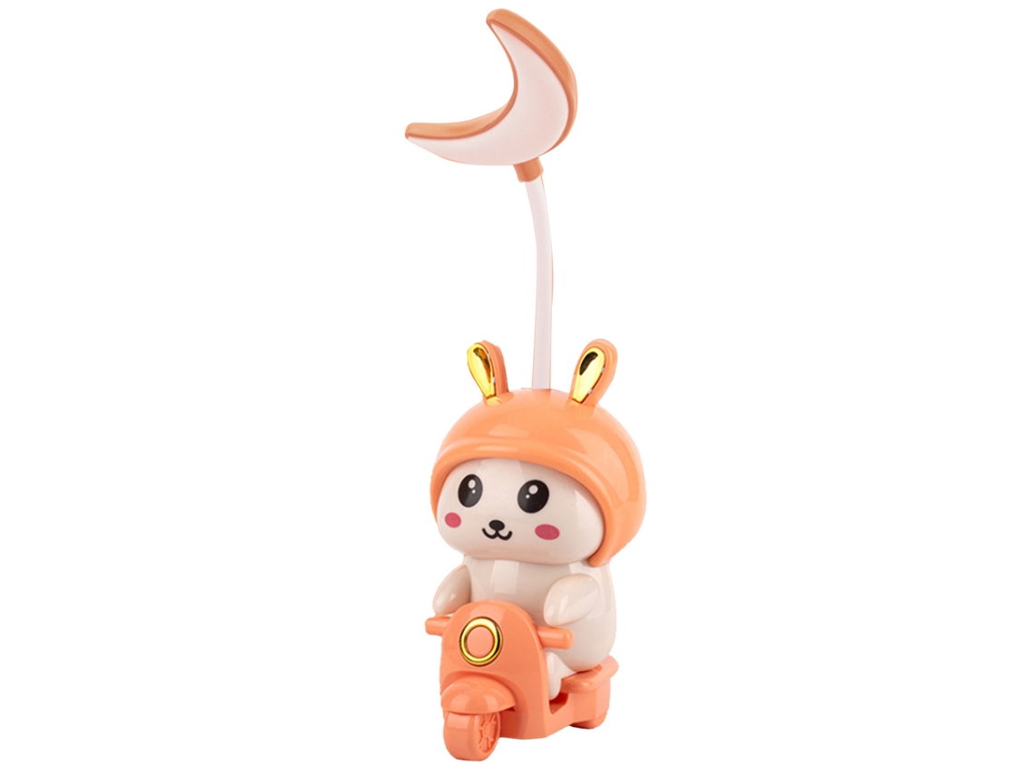 Rebe-lámpara De Escritorio Led Infantil Con Forma De Animal En Motocicleta Carga Usb Luz Para Estudio Lectura Naranja