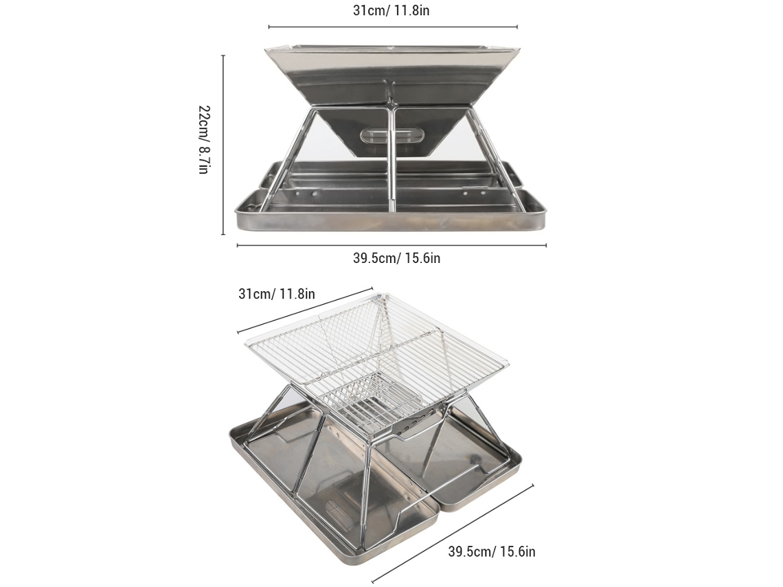 Parrilla plegable de acero inoxidable para camping y uso al aire libre - Worten