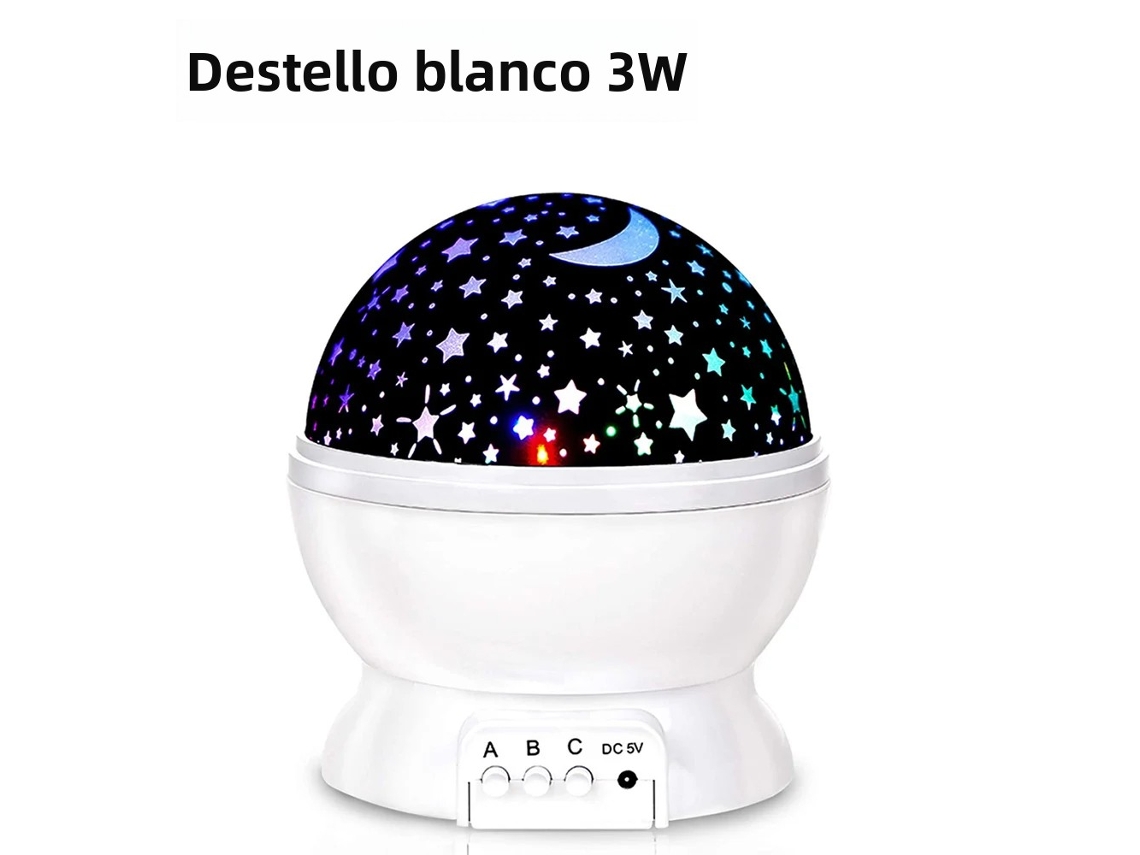 Luminária Noturna com Projeção de Céu Estrelado , Luz Decorativa de Parede Led Giratória MDUG (3w Branca)