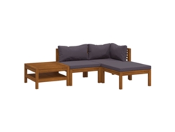 Conjunto 4 Muebles de jardín VIDAXL cojines madera maciza de acacia